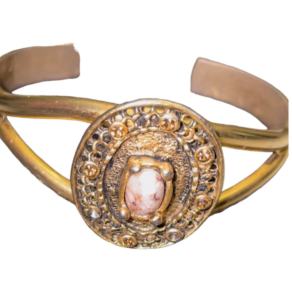 Vintage Opal Cabochon Gold Plate Bracelet